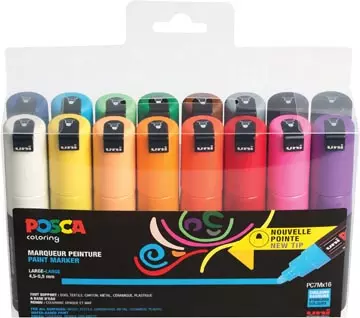 Een Posca paintmarker PC-7M, set van 16 stuks in geassorteerde kleuren koop je bij ShopXPress