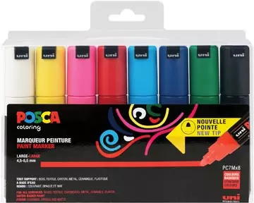 Een Posca paintmarker PC-7M, set van 8 markers in geassorteerde basiskleuren koop je bij ShopXPress