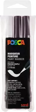 Een Posca paintmarker PCF-350, brush tip, étui van 3 stuks, assorti koop je bij ShopXPress