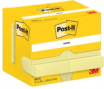 Een Post-It Notes, 100 vel, ft 38 x 51 mm, geel, pak van 12 blokken koop je bij ShopXPress