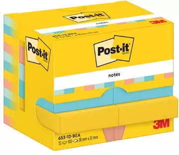 Een Post-It Notes Beachside, 100 vel, ft 38 x 51 mm, pak van 12 blokken koop je bij ShopXPress