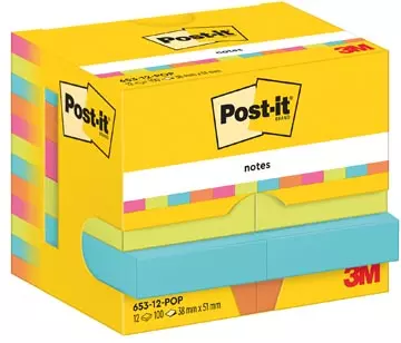 Een Post-It Notes Poptimistic, 100 vel, ft 38 x 51 mm, pak van 12 blokken koop je bij ShopXPress