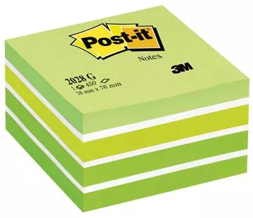 Een Post-It Notes kubus, 450vel, ft 76 x 76 mm, groen koop je bij ShopXPress