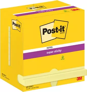 Een Post-It Super Sticky Notes, 90 vel, ft 76 x 127 mm, geel, pak van 12 blokken koop je bij ShopXPress