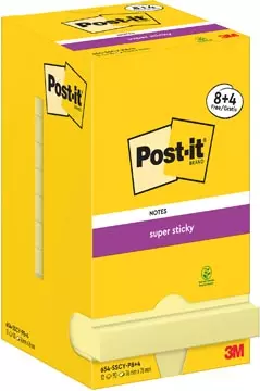 Een Post-It Super Sticky Notes, 90 vel, ft 76 x 76 mm, geel, 8 + 4 GRATIS koop je bij ShopXPress