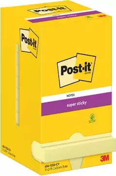 Een Post-It Super Sticky Notes, 90 vel, ft 76 x 76 mm, geel, pak van 12 blokken koop je bij ShopXPress