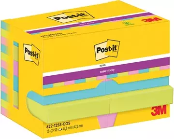 Een Post-It Super Sticky Notes Cosmic, 90 vel, ft 47,6 x 47,6 mm, pak van 12 blokken koop je bij ShopXPress