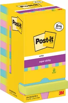 Een Post-It Super Sticky Notes Cosmic, 90 vel, ft 76 x 76 mm, 8 + 4 GRATIS koop je bij ShopXPress