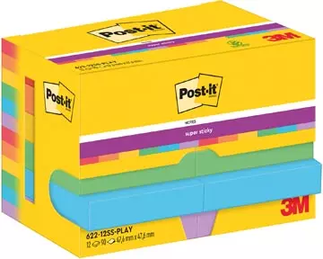 Een Post-It Super Sticky Notes Playful, 90 vel, ft 47,6 x 47,6 mm, pak van 12 blokken koop je bij ShopXPress