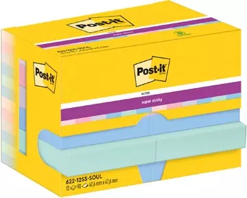 Een Post-It Super Sticky Notes Soulful, 90 vel, ft 47,6 x 47,6 mm, pak van 12 blokken koop je bij ShopXPress