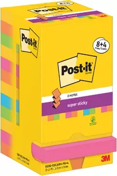 Een Post-It Super Sticky Z-Notes Carnival, 90 vel, ft 76 x 76 mm, 8 + 4 GRATIS koop je bij ShopXPress