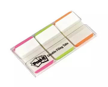 Een Post-it Index Strong, , ft 25,4 x 38 mm, wit met gekleurde rand, 3 kleuren, 22 tabs per kleur koop je bij ShopXPress