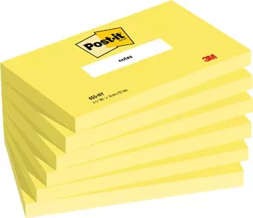 Een Post-it Notes, 100 vel, ft 76 x 127 mm, pak van 6 blokken, neongeel koop je bij ShopXPress