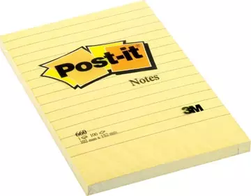 Een Post-it Notes, ft 102 x 152 mm, geel, gelijnd, blok van 100 vel koop je bij ShopXPress