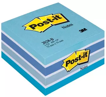 Een Post-it Notes kubus, 450 vel, ft 76 x 76 mm, blauw koop je bij ShopXPress