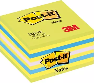 Een Post-it Notes kubus, 450 vel, ft 76 x 76 mm, blauw-groen tinten koop je bij ShopXPress