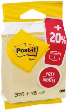 Een Post-it Notes kubus ft 76 x 76 mm, geel, blok van 450 vel, op blister koop je bij ShopXPress