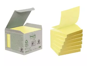 Een Post-it Recycled Z-notes, 100 vel, ft 76 x 76 mm, geel, pak van 6 blokken koop je bij ShopXPress