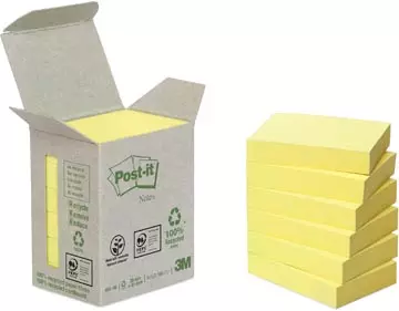 Een Post-it Recycled notes, 100 vel, ft 38 x 51 mm, geel, pak van 6 blokken koop je bij ShopXPress