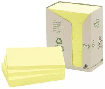 Een Post-it Recycled notes, 100 vel, ft 76 x 127 mm, geel, pak van 16 blokken koop je bij ShopXPress