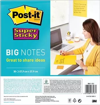 Een Post-it Super Sticky Big Notes, 30 vel, ft 280 x 280 mm, geel koop je bij ShopXPress