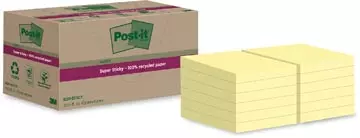 Een Post-it Super Sticky Notes Recycled, 70 vel, ft 47,6 x 47,6 mm, geel, pak van 12 blokken koop je bij ShopXPress