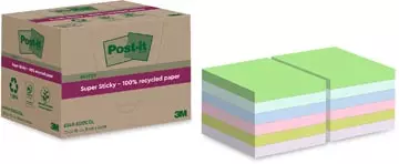 Een Post-it Super Sticky Notes Recycled, 70 vel, ft 76 x 76 mm, assorti, pak van 12 blokken koop je bij ShopXPress