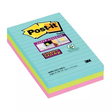 Een Post-it Super Sticky Notes XXL Cosmic, 90 vel, ft 101 X 152 mm, gelijnd, geassorteerde kleuren, pak van 3 koop je bij ShopXPress