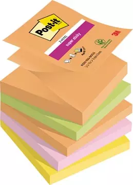 Een Post-it Super Sticky Z-notes Boost, 90 vel, ft 76 x 76 mm, geassorteerde kleuren, pak van 5 blokken koop je bij ShopXPress