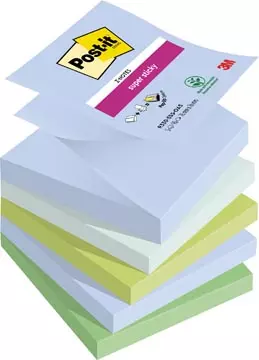 Een Post-it Super Sticky Z-notes Oasis, 90 vel, ft 76 x 76 mm, geassorteerde kleuren, pak van 5 blokken koop je bij ShopXPress