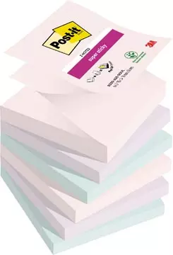 Een Post-it Super Sticky Z-notes Soulful, 90 vel, ft 76 x 76 mm, geassorteerde kleuren, pak van 6 blokken koop je bij ShopXPress