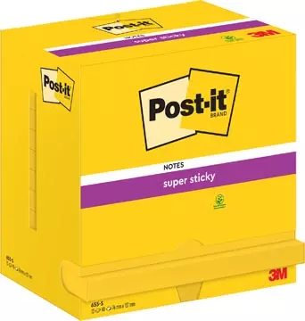 Een Post-it Super Sticky notes, 90 vel, ft 76 x 127 mm, pak van 12 blokken, neongeel koop je bij ShopXPress