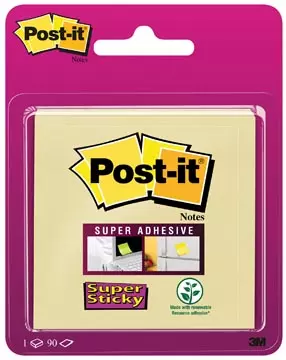 Een Post-it Super Sticky notes, 90 vel, ft 76 x 76 mm, geel koop je bij ShopXPress