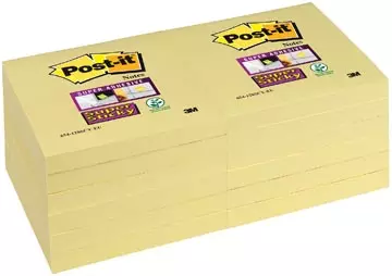 Een Post-it Super Sticky notes, 90 vel, ft 76 x 76 mm, geel, pak van 12 blokken koop je bij ShopXPress