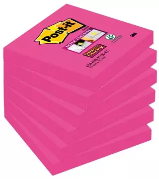 Een Post-it Super Sticky notes, 90 vel, ft 76 x 76 mm, pak van 6 blokken, fuchsia (power pink) koop je bij ShopXPress