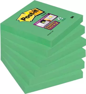 Een Post-it Super Sticky notes, 90 vel, ft 76 x 76 mm, pak van 6 blokken, groen (clover green) koop je bij ShopXPress