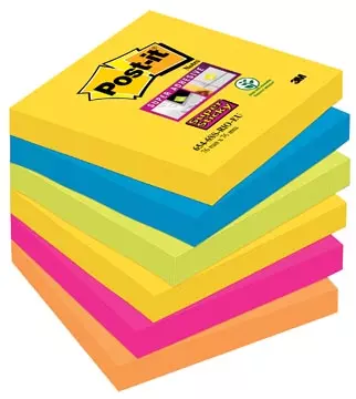 Een Post-it Super Sticky notes Carnival, 90 vel, ft 76 x 76 mm, pak van 6 blokken koop je bij ShopXPress