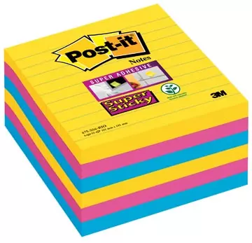 Een Post-it Super Sticky notes XL Carnival, 90 vel, ft 101 x 101 mm, gelijnd, assorti pak van 6 blokken koop je bij ShopXPress