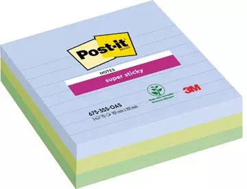 Een Post-it Super Sticky notes XL Oasis, 70 vel, ft 101 x 101 mm, gelijnd, assorti, pak van 3 blokken koop je bij ShopXPress