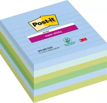 Een Post-it Super Sticky notes XL Oasis, 90 vel, ft 101 x 101 mm, gelijnd, geassorteerde kleuren, pak van 6 b koop je bij ShopXPress