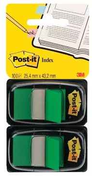 Een Post-it index standaard, ft 24,4 x 43,2 mm, houder met 2 x 50 tabs, groen koop je bij ShopXPress