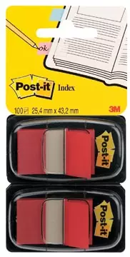 Een Post-it index standaard, ft 24,4 x 43,2 mm, houder met 2 x 50 tabs, rood koop je bij ShopXPress