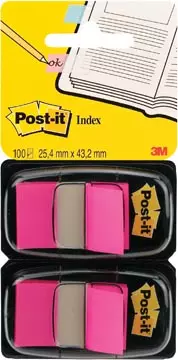 Een Post-it index standaard, ft 24,4 x 43,2 mm, houder met 2 x 50 tabs, roze koop je bij ShopXPress