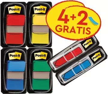 Een Post-it index standaard, ft 25 mm x 43.2 mm, voordeelpack van 4 stuks + 2 x Post-it Index pijltjes koop je bij ShopXPress