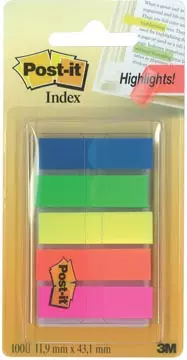 Een Post-it index translucent, ft 11,9 x 43,2 mm, houder met 20 tabs in 5 verschillende kleuren koop je bij ShopXPress