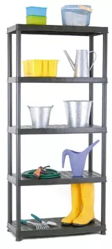 Een Practo rek Plasti Rack 081, 185 x 85 x 40 cm, 5 legborden, zwart koop je bij ShopXPress