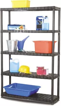 Een Practo rek Plasti Rack 120, 185 x 120 x 40 cm, 5 legborden, zwart koop je bij ShopXPress