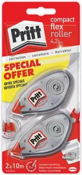 Een Pritt correctieroller Compact Flex 4,2 mm x 10 m, blister met 2 stuks koop je bij ShopXPress