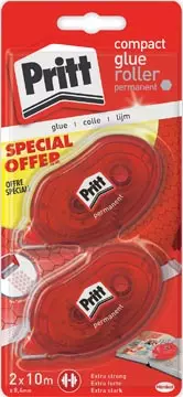 Een Pritt Compact lijmroller, permanent, blister met 2 stuks, 2de aan halve prijs koop je bij ShopXPress