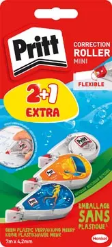 Een Pritt mini correctieroller, 2 + 1 gratis, op blister koop je bij ShopXPress